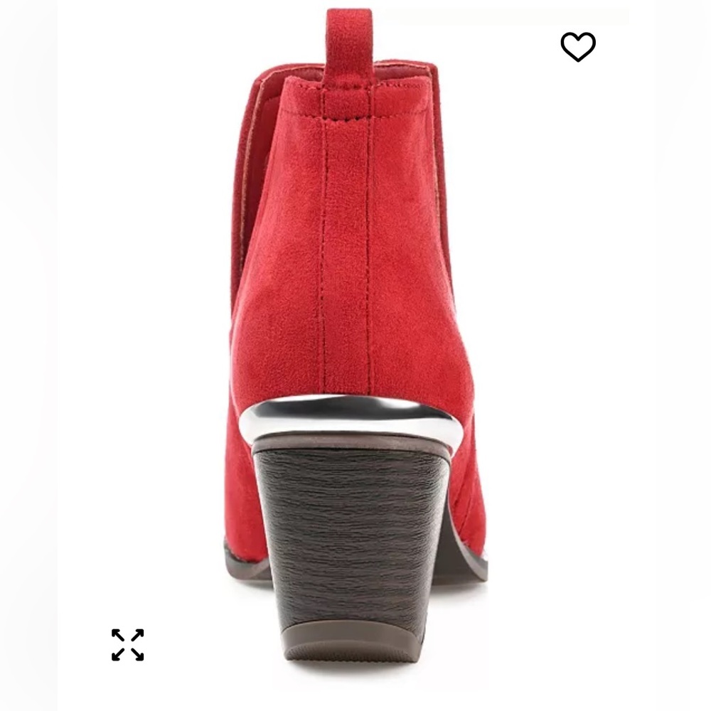Journee Issla Western Ankle Bootie Red Suede Ankle - Picture 3 of 9